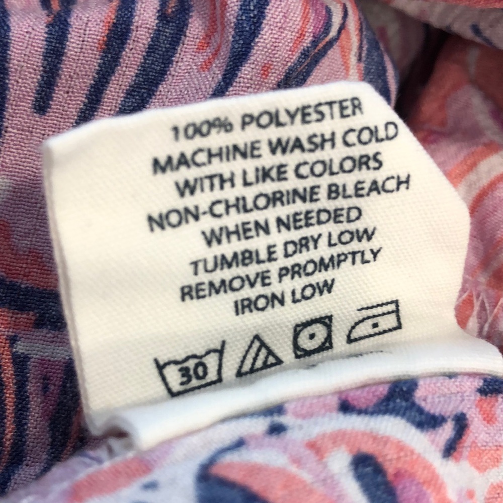 Simply Southern colorful top shell print pink blue white ruffles crop sleeves SM - Picture 6 of 9